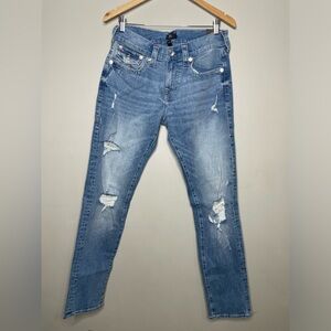 True Religion Geno Relaxed Slim Distressed Denim Jeans Size 30